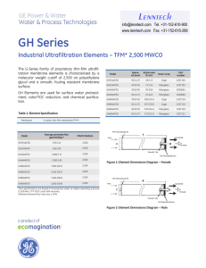 GH Series Lenntech Industrial Ultrafiltration Elements – TFM* 2,500 MWCO Tel. +31-152-610-900