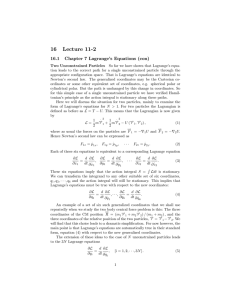 16 Lecture 11-2 16.1 Chapter 7 Lagrange’s Equations (con)
