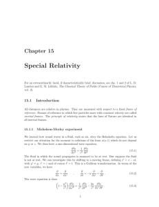Special Relativity Chapter 15