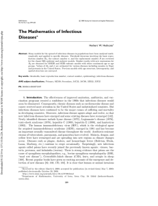 The Mathematics of Infectious Diseases ∗ Herbert W. Hethcote