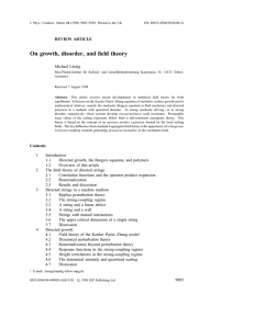 On growth, disorder, and field theory REVIEW ARTICLE Michael L¨assig