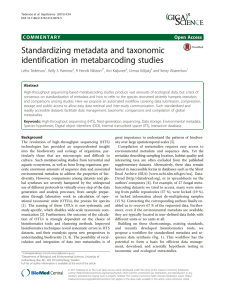 Standardizing metadata and taxonomic identification in metabarcoding studies Open Access