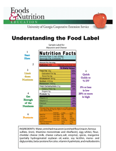 Understanding the Food Label 1 2 3