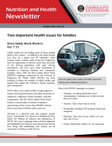 Newsletter Nutrition and Health Two important health issues for families