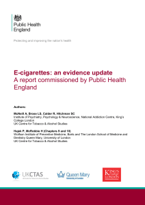 E-cigarettes: an evidence update A report commissioned by Public Health England