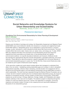 Social Networks and Knowledge Systems for Urban Stewardship and Sustainability P