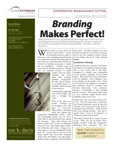 Branding  Makes Perfect! Cooperative Management Letter