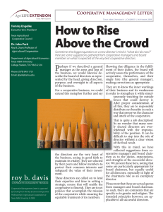 How to Rise Above the Crowd Cooperative Management Letter