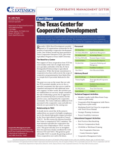 The Texas Center for Cooperative Development Cooperative Management Letter