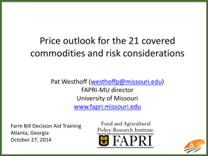 Price outlook for the 21 covered commodities and risk considerations (