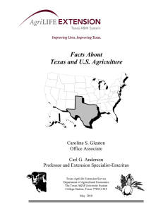 Facts About Texas and U.S. Agriculture Caroline S. Gleaton Office Associate