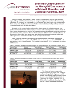 Economic Contributions of the Mining/Oil/Gas Industry in Caldwell, Gonzales, and Guadalupe Counties, 2009