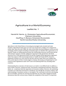 Agriculture in the United States is becoming increasingly trade oriented... sensitive. Agricultural trade issues are seen to be much more...