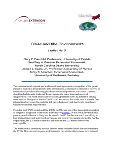 The combination of regional and multilateral trade agreements, recognition of... impact of economic development on the environment, an increase in...