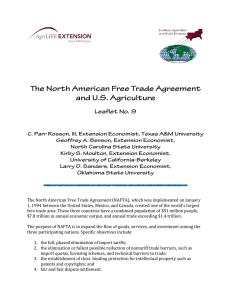 The North American Free Trade Agreement (NAFTA), which was implemented... 1, 1994 between the United States, Mexico, and Canada, created...