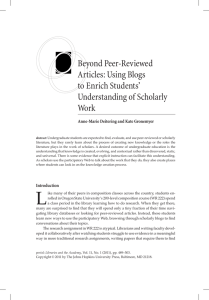 Beyond Peer-Reviewed Articles: Using Blogs to Enrich Students’ Understanding of Scholarly