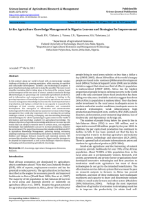 Ict for Agriculture Knowledge Management in Nigeria: Lessons and Strategies... Science Journal of  Agricultural Research &amp; Management ISSN:2276-8572