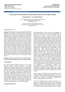 Growth and Characterization of a Novel Organic NLO Crystal: Acridine... Science Journal of Biochemistry Published By ISSN: 2276-6294