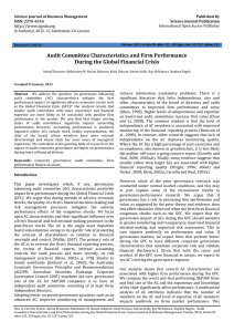 Audit Committee Characteristics and Firm Performance During the Global Financial Crisis