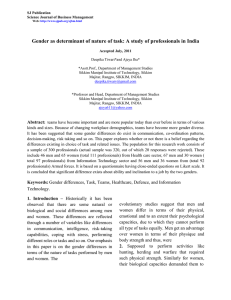 Gender as determinant of nature of task: A study of...