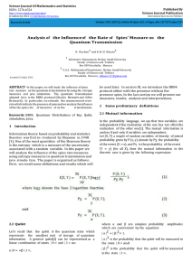 Analysis of  the Influenceof  the Rate of  Spies’... Quantum Transmission Science Journal Of Mathematics and Statistics Published By