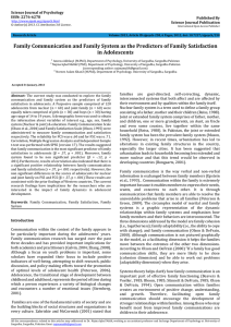 Family Communication and Family System as the Predictors of Family... in Adolescents Science Journal of Psychology ISSN: 2276-6278