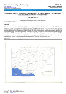 INDIGENOUS FARMING METHODS IN THE MAMBILLA PLATEAU OF NIGERIA: THE... SUSTAINABLE MAINTENANCE CULTURE POLICY