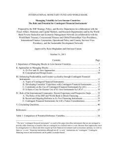 INTERNATIONAL MONETARY FUND AND WORLD BANK  Managing Volatility in Low-Income Countries: