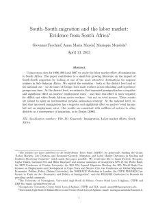 South–South migration and the labor market: Evidence from South Africa ∗ Giovanni Facchini