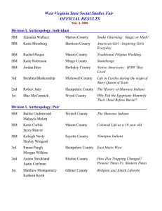 West Virginia State Social Studies Fair OFFICIAL RESULTS
