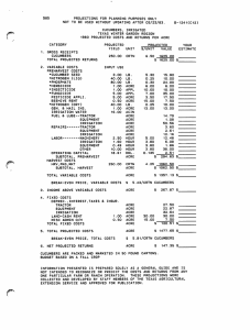 585  PROJECTIONS  FOR  PLANNING  PURPOSES ... NOT TO  BE  USED  WITHOUT  UPDATING... CUCUMBERS, IRRIGATED