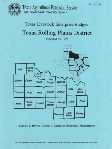Texas Rolling Plains District I Texas Agricultural Extension Service Projected for 1995