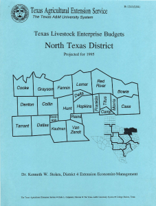 North Texas District I Texas Agricultural Extension Service Texas Livestock Enterprise Budgets