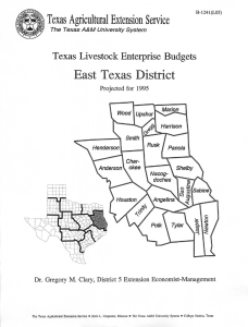 I Texas Agricultural Extension Service Texas Livestock Enterprise Budgets Projected for 1995