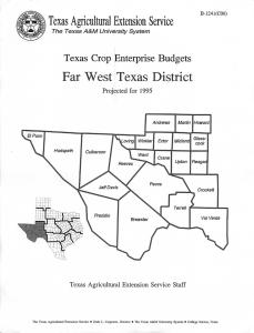 Far West Texas District I Texas Agricultural Extension Service Projected for 1995