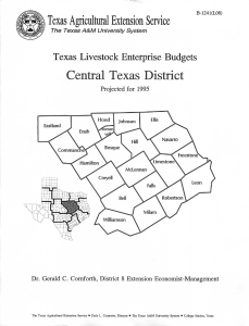 Central Texas District m Texas Agricultural Extension Service Texas Livestock Enterprise Budgets