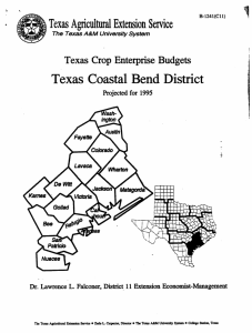 Texas Coastal Bend District Texas Agricultural Extension Service Texas Crop Enterprise Budgets