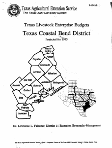 Texas Coastal Bend District Texas Agricultural Extension Service Texas Livestock Enterprise Budgets
