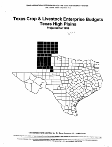 Texas  Crop  &amp;  Livestock  Enterprise ... Texas  High  Plains Projected for 1996 V,