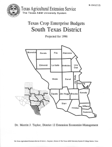 South Texas District Texas Crop Enterprise Budgets Projected for 1996