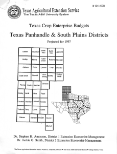 Texas Panhandle &amp; South Plains Districts k Texas Agricultural Extension Service