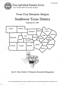 Southwest Texas District Texas Crop Enterprise Budgets Projected for 1997
