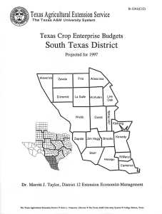 South Texas District I Texas Agricultural Extension Service Texas Crop Enterprise Budgets