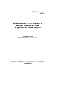 Remittances and Poverty  Linkages  in Pakistan: Evidence and Some