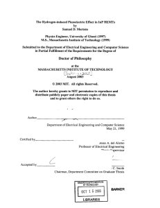 The Hydrogen-induced  Piezoelectric  Effect in  InP HEMTs D. (1997)