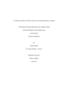 A Contextual Analysis of Females Journey to the Superintendency in... A Dissertation Proposal Submitted to the Graduate School