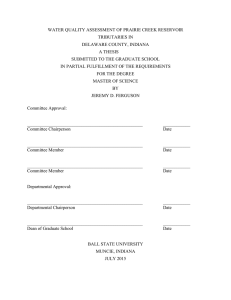 WATER QUALITY ASSESSMENT OF PRAIRIE CREEK RESERVOIR TRIBUTARIES IN DELAWARE COUNTY, INDIANA