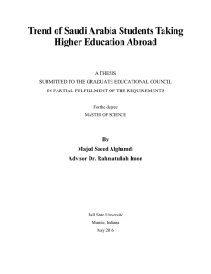 Trend of Saudi Arabia Students Taking Higher Education Abroad By Majed Saeed Alghamdi