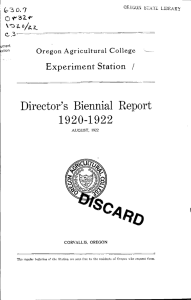 1920-1922 Director's Biennia1 Report 0 '32 Experiment Station