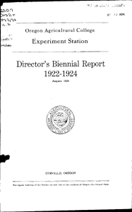 Director's Biennial Report 1922-1924 Experiment Station Oregon Agricultural College